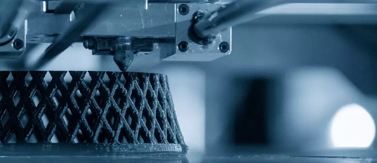 The 3D printer machine print out the sample model prototype. The hi technology Computer Aid Manufacturing process by rapid prototype 3D printer.