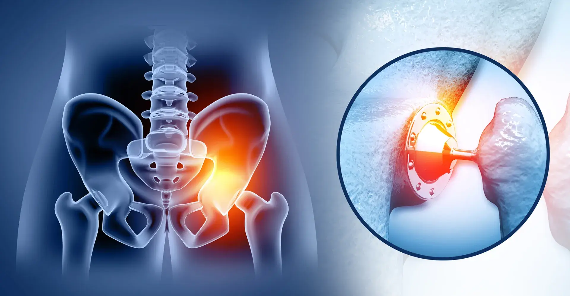 Scan showing a hip implant in a human skeleton